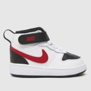 Nike white & red court borough mid 2 Toddler trainers