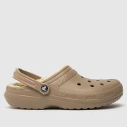 Crocs classic lined clog sandals in beige & brown
