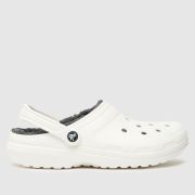 Crocs classic lined clog sandals in white & grey