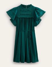 Trim Detail Jersey Mini Dress Green Women Boden, Emerald Night