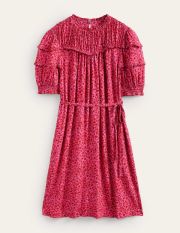Yoke Detail Jersey Mini Dress Pink Women Boden, Gin Fizz, Abstract Vine