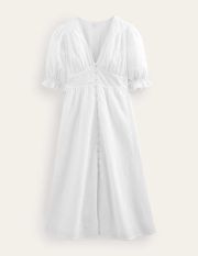 Broderie Midi Tea Dress White Women Boden, White