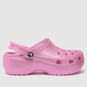Crocs classic platform glitter clog sandals in pale pink