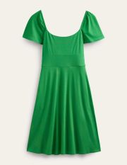 Square Neck Jersey Mini Dress Green Women Boden, Rolling Hills