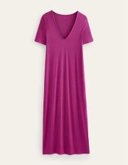 Rib Jersey Midi T-shirt Dress Purple Women Boden, Raspberry Radiance