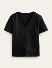 Perfect V-Neck T-Shirt Black Women Boden, Black