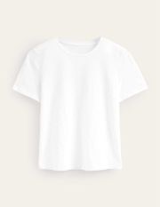 Cotton Crew Neck T-Shirt White Women Boden, White