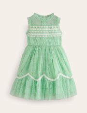 Scallop Hem Tulle Dress Green Girls Boden, Pistachio Green