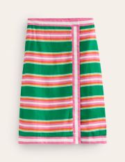 Linen Border Wrap Skirt Multi Women Boden, Green and Pink Stripe
