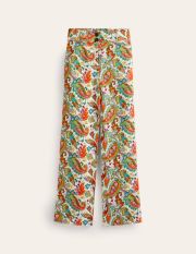 Westbourne Linen Trousers White Women Boden, Ivory, Paisley Azure