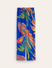 Crinkle Tapered Trousers Blue Women Boden, Multi, Painterly Paisley