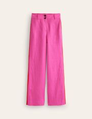 Westbourne Linen Trousers Multi Women Boden, Pop Pansy, Red Side Stripe