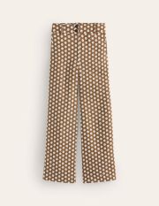 Westbourne Linen Trousers Brown Women Boden, Rubber, Honeycomb Geo