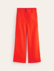 Westbourne Linen Crop Trousers Orange Women Boden, Mandarin Orange