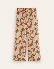 Westbourne Linen Crop Trousers Brown Women Boden, Umber, Paisley Whirl