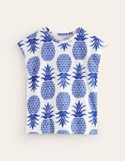 Louisa Printed Slub T-Shirt Blue Women Boden, Surf The Web, Pineapple Pop
