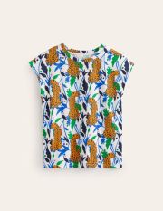 Louisa Printed Slub T-Shirt Multi Women Boden, Multi, Leopard Vine