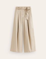 Palazzo Cotton Sateen Trousers Natural Women Boden, Neutral