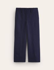Cropped Twill Trousers Blue Women Boden, Navy