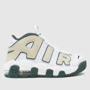 Nike white & green air more uptempo Junior trainers