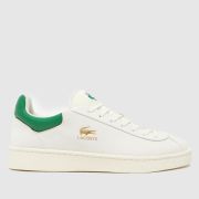 Lacoste baseshot premium trainers in white & green