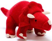 Large Knitted Triceratops Dinosaur - Red