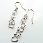 La Jewellery Recycled Beaten Heart Silver Earrings