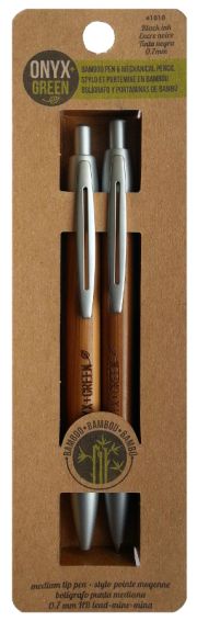 Bamboo Pen & Mechanical Pencil Set - Black Ink/0.7mm Lead