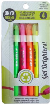 Recycled Gel Highlighters - 4 Pack - Assorted Bright Colours