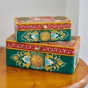 Fair Trade Handpainted Floral Wooden Boxes - Set of 2