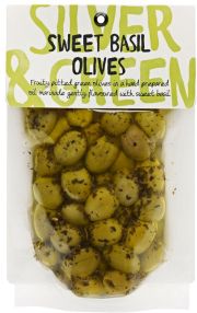 Silver & Green Sweet Basil Olives - 220g