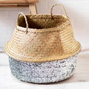 Toulouse Large Sequin Basket - Silver