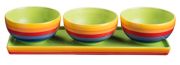 Handpainted Rainbow Stripe Tapas Bowls - Set of 3