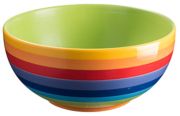 Handpainted Rainbow Stripe Ceramic Salad Bowl