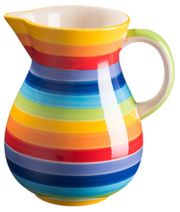 Handpainted Rainbow Stripe Large Ceramic Jug