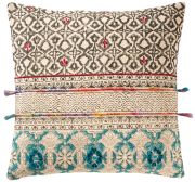 Tribal Indian Embroidered Floral Panel Cushion - 50 x 50cm