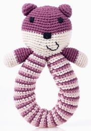Organic Baby Teddy Bear Toy Rattle - Soft Purple