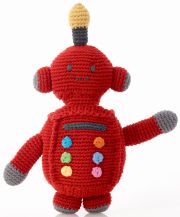 Fairtrade Robot Baby Toy Rattle -Red