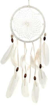 Fair Trade White Feather Dreamcatcher - 16cm