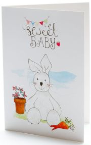 New Born Baby White Bunny Card