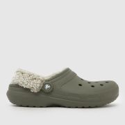 Crocs Classic Fleece Lined Clog Sandals in Khaki Crocs Classic Fleece Lined Clog Sandals in Khaki