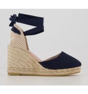 Gaimo for OFFICE Ankle Tie Espadrille Wedges NAVY CANVAS