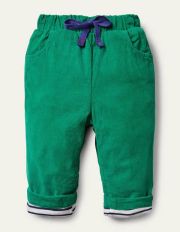 Jersey-lined Cord Trousers Highland Green Baby Boden, Highland Green