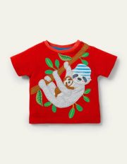 AppliquÃ© Jersey T-shirt Strawberry Sloths Baby Boden, Strawberry Sloths