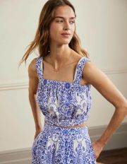 Cropped Cotton Top Bluebell, Passion Bloom Women Boden, Bluebell, Passion Bloom