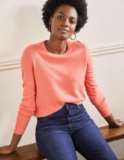 Cashmere Crew Neck Jumper Chalky Coral Women Boden, Chalky Coral