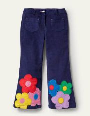 Cord Flower Trousers College Navy Boden, College Navy