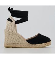 Gaimo for OFFICE Ankle Tie Espadrille Wedges BLACK CANVAS