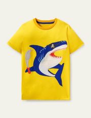 Beach AppliquÃ© T-shirt Daffodil Yellow Shark Boden, Daffodil Yellow Shark