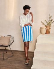 Danby Pull On Mini Skirt Moroccan Blue and Ivory Stripe Women Boden, Moroccan Blue and Ivory Stripe